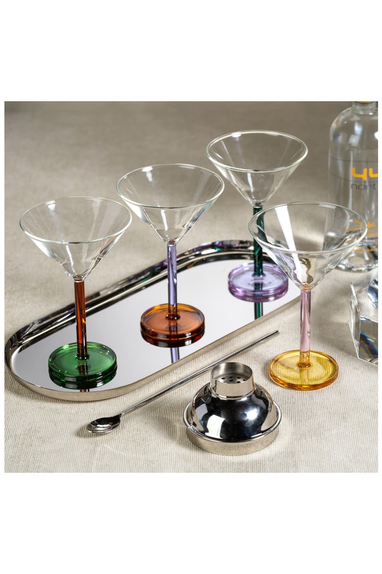 Vireo Set of 4 Martini Glasses, Alternate, color, CLEAR/ TEAL/ LILAC