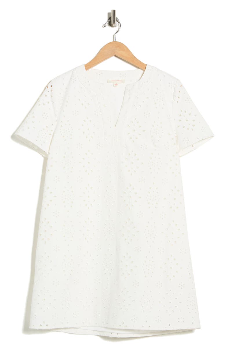 FLYING TOMATO Eyelet Shift Minidress, Main, color, White