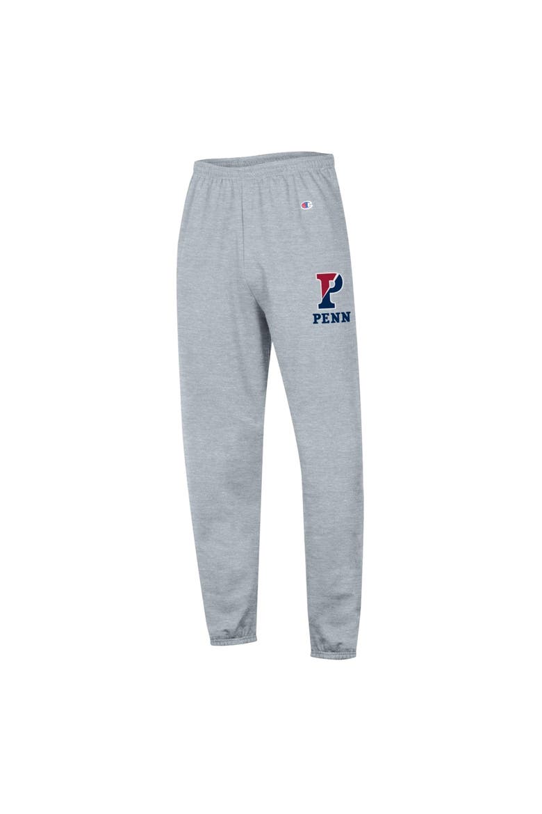 Men's Champion Heather Gray Pennsylvania Quakers Powerblend Fleece Team Sweatpants, Alternate, color, Heather Gray