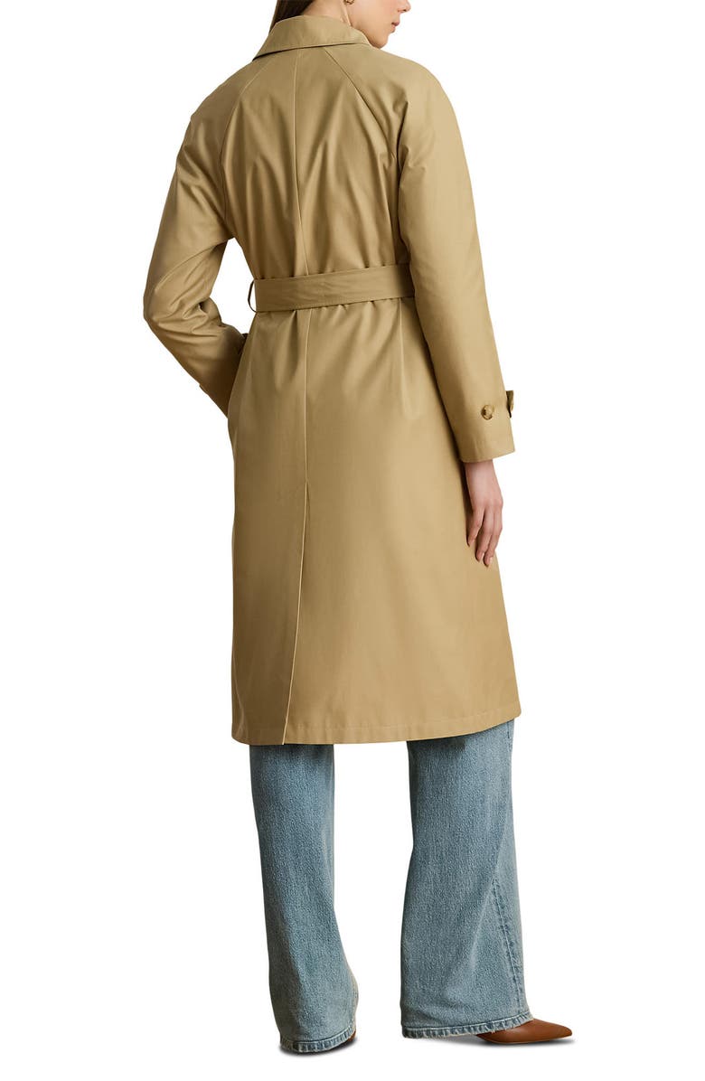 Lauren Ralph Lauren Belted Cotton Blend Trench Coat, Alternate, color, Birch Tan