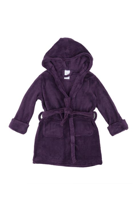 Purple Fleece Hooded Robe