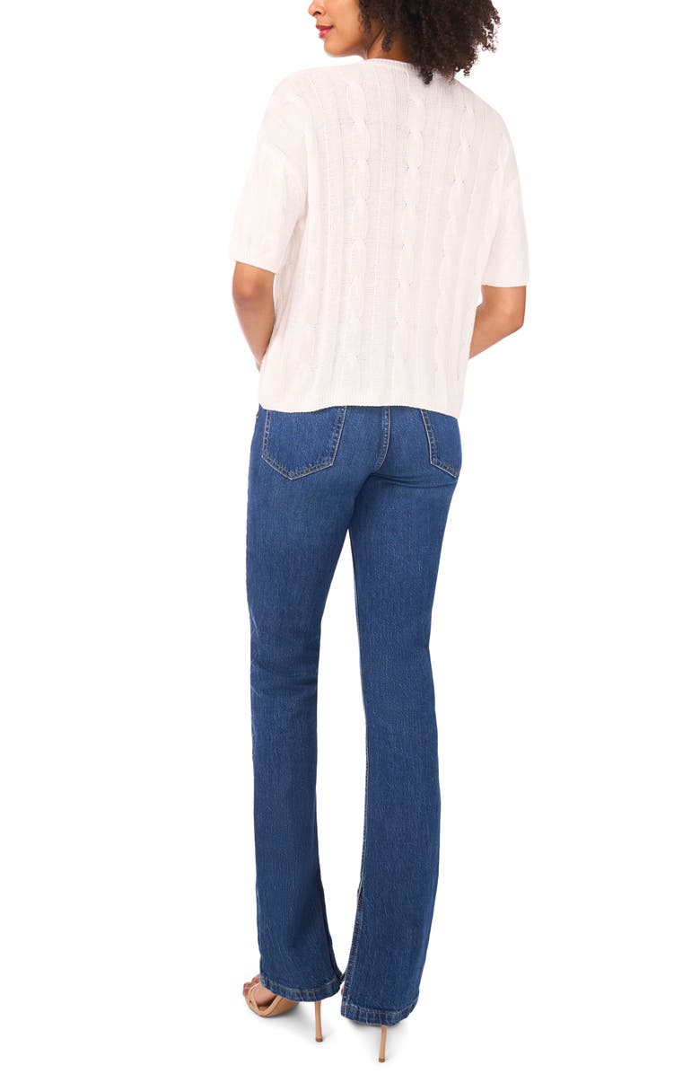 Halogen<sup>®</sup> Short Sleeve Cable Knit Cardigan, Alternate, color, Antique White