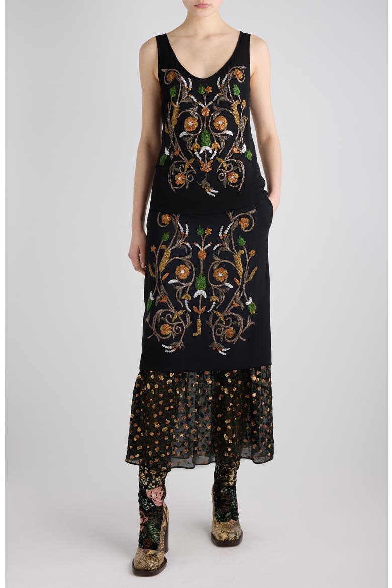 Floral Embroidered Sleeveless Top, Alternate, color, BLACK