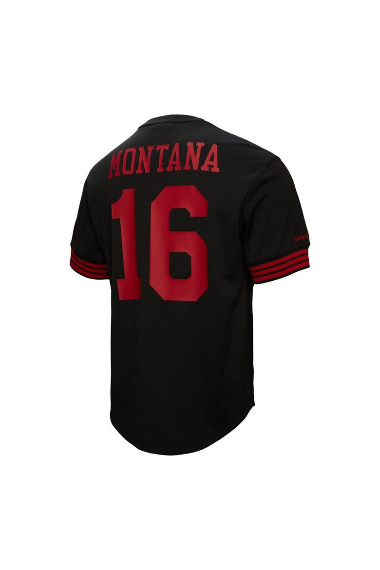 Men's Mitchell & Ness Joe Montana Black San Francisco 49ers Retired Player Name & Number Mesh Top, Alternate, color, Black