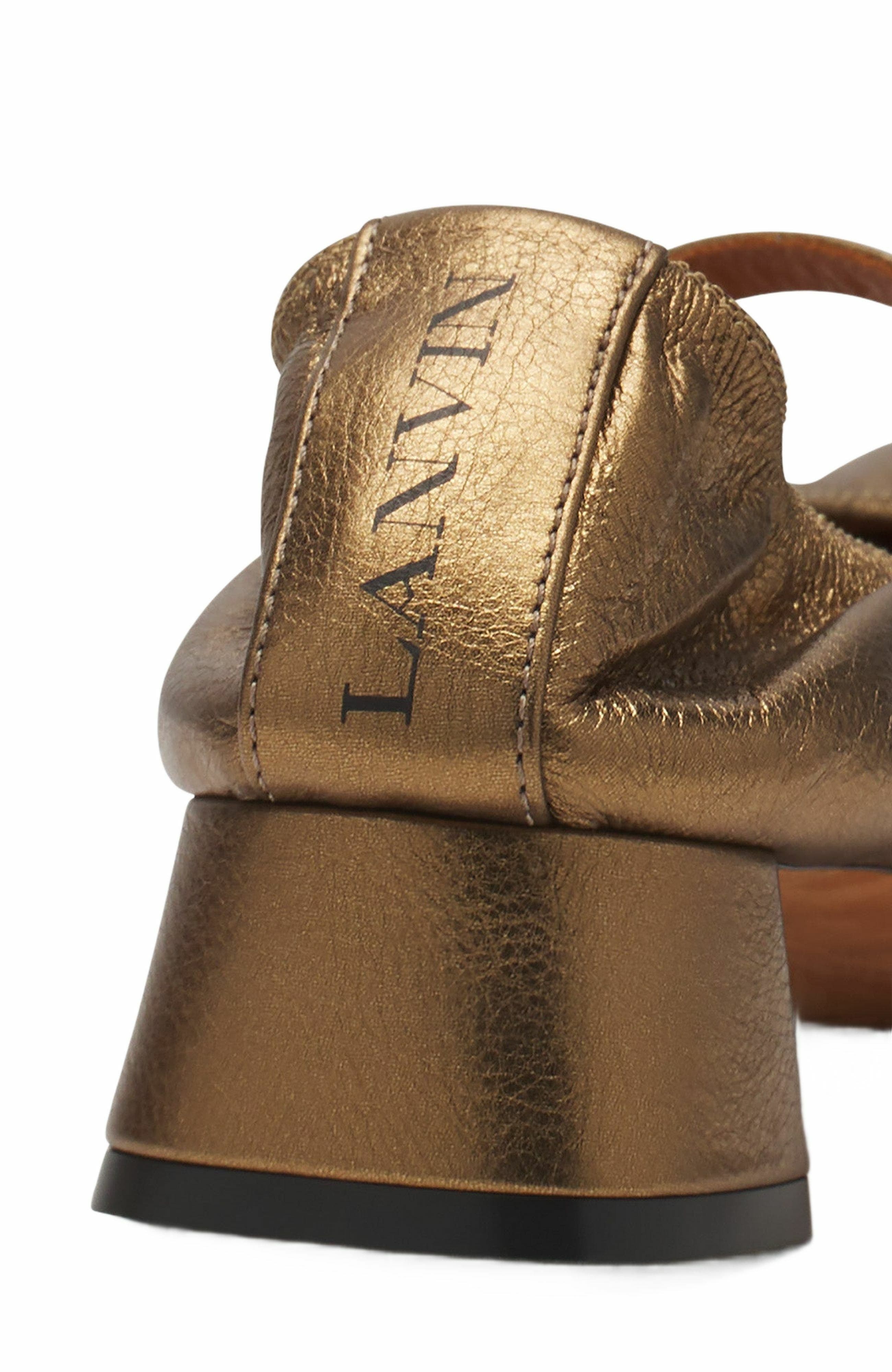 Lanvin Mary Janes With Metallic Leather Heels, Alternate, color, 