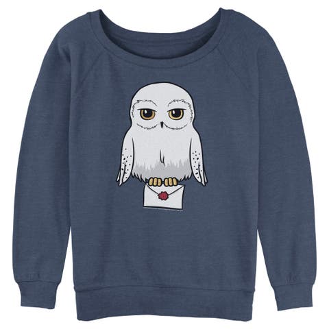 Junior's Harry Potter Cartoon Hedwig Letter  Sweatshirt