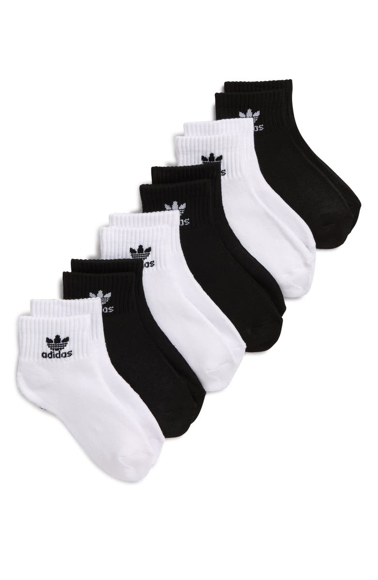 adidas Trefoil Assorted 6-Pack Quarter Socks, Main, color, White