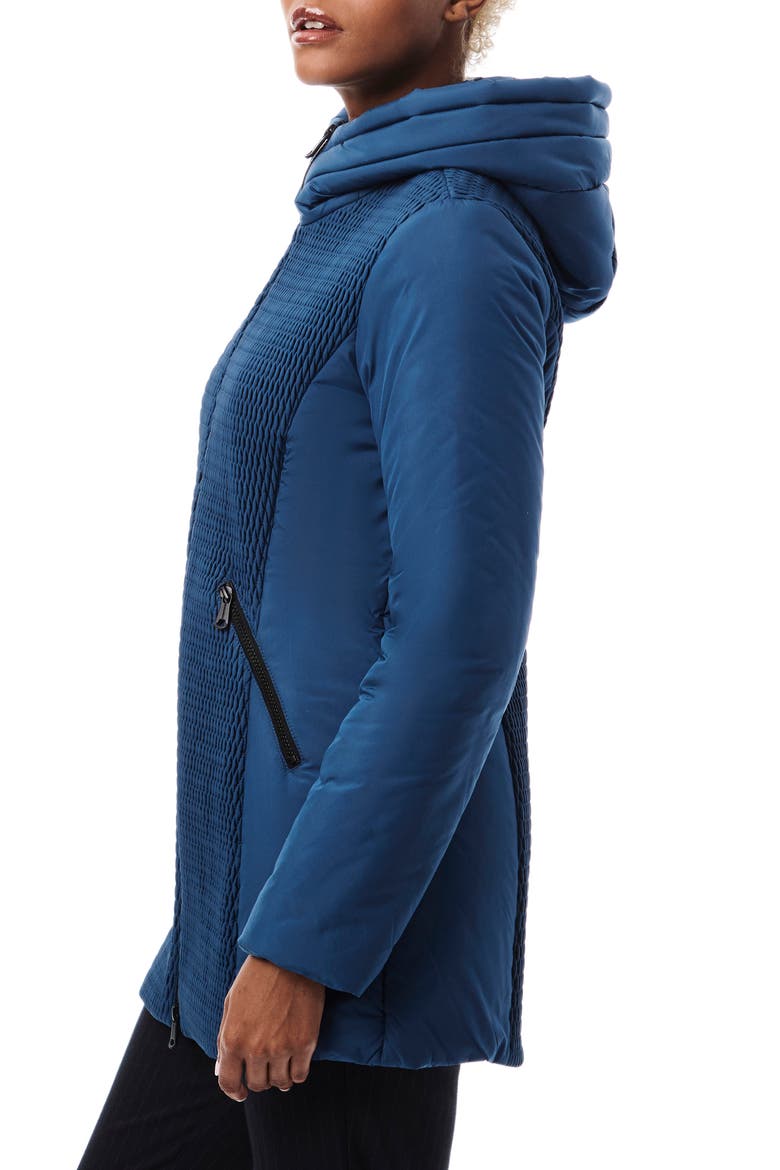 Textured Hooded Walking Coat, Alternate, color, TEAL WING