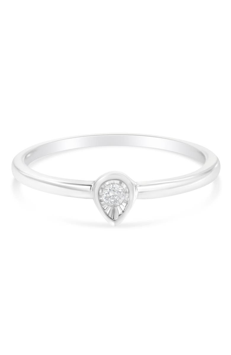 Haus of Brilliance Silver 1/20 Cttw Diamond Teardrop Pear-Shaped Miracle Set Promise Ring, Alternate, color, Silver