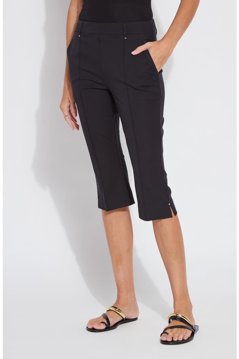 Amanda High Waist Pull-On Capri Pants, Main, color, BLACK