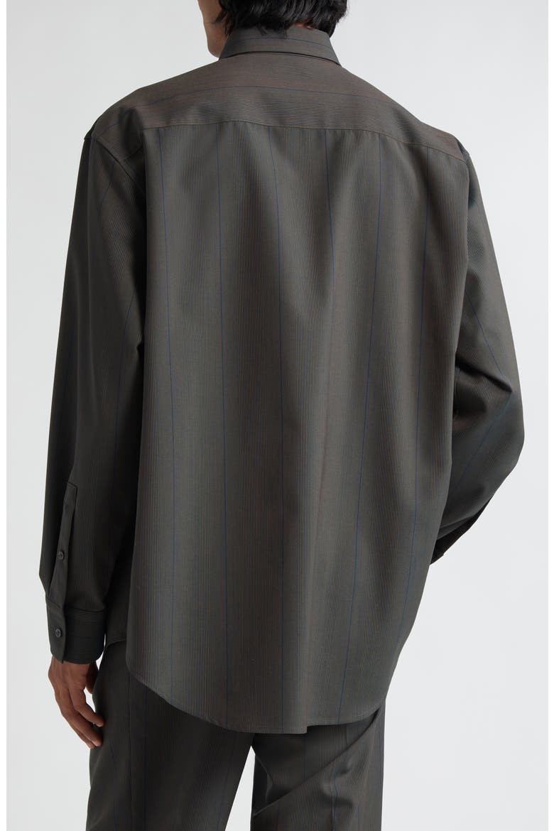 Stripe Oversize Wool Button-Up Shirt, Alternate, color, GRANITE