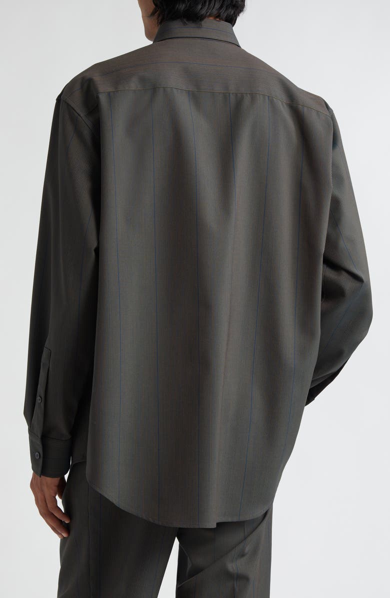 Burberry Stripe Oversize Wool Button-Up Shirt, Alternate, color, 