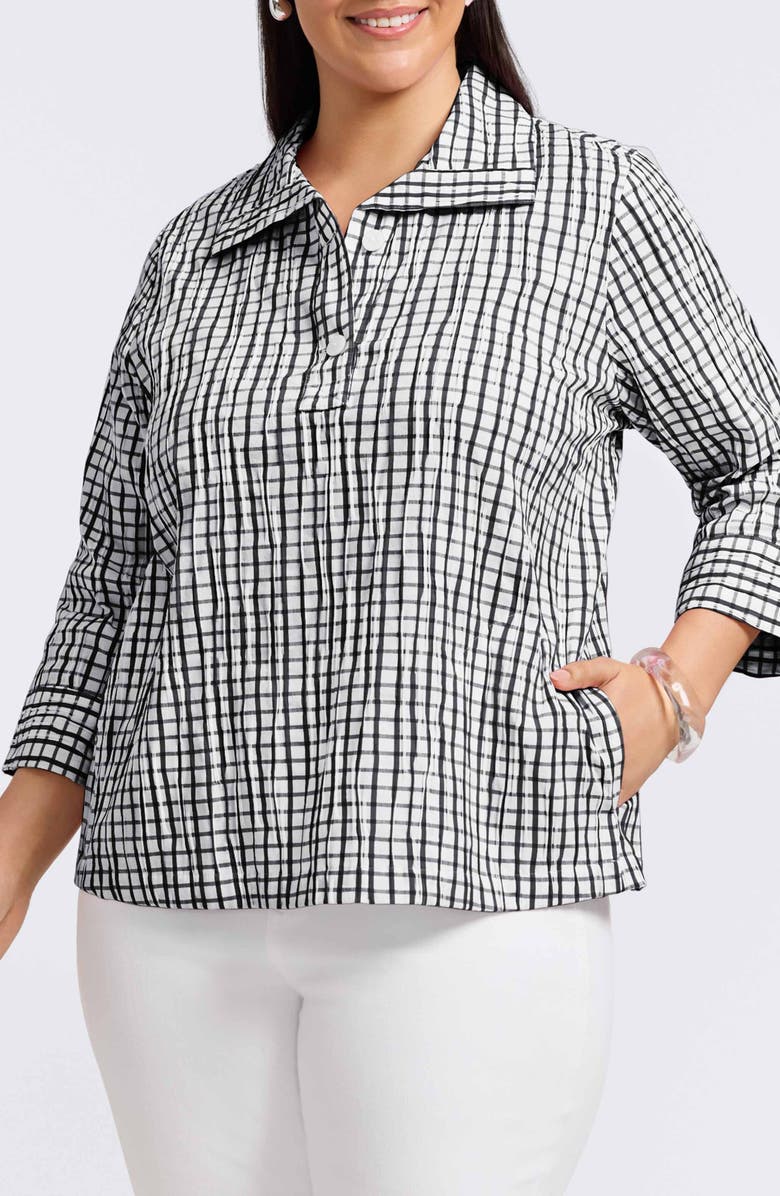 Foxcroft Sammy Crinkled Cotton Blend Top, Main, color, 