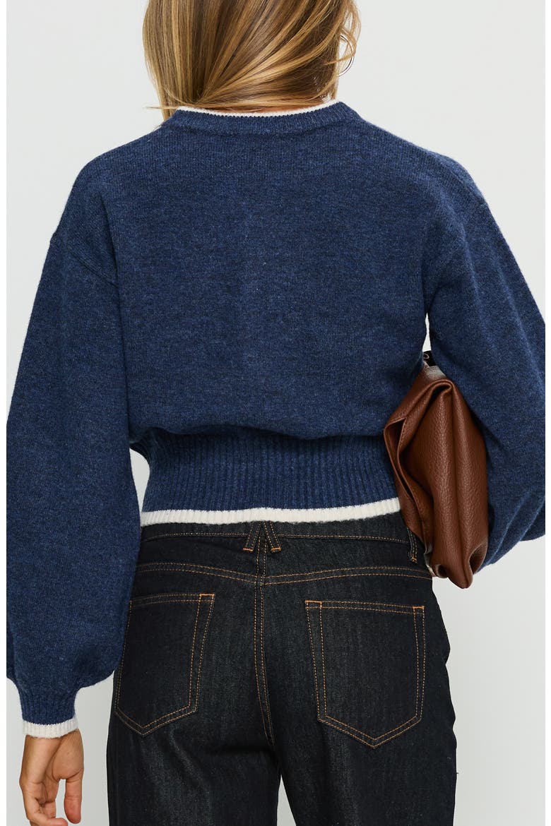 Amandi Zip Front Cardigan, Main, color, NAVY / CREAM