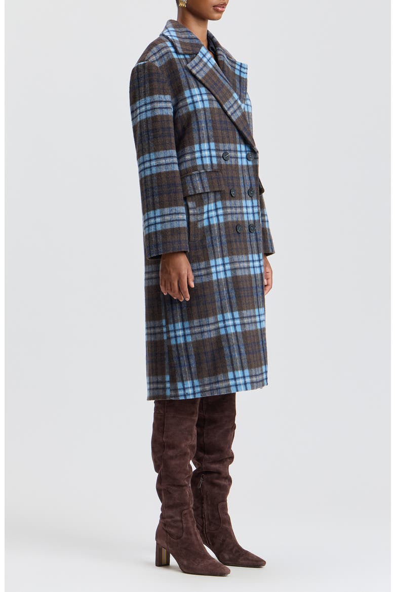 Plaid Walker Coat, Alternate, color, CHOCOLATE/ BLUE PLAID
