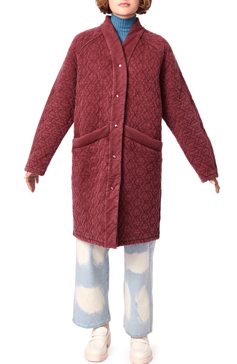 BERNIE Quilted French Terry Cardigan Coat, Alternate, color,