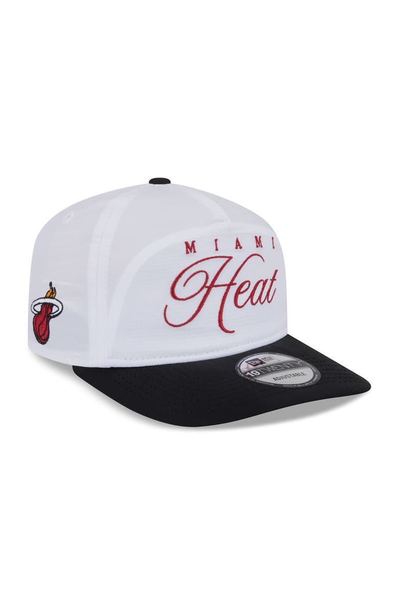 Men's New Era White/Black Miami Heat 2025 NBA Draft On-Stage Nylon 19TWENTY Adjustable Hat, Main, color, White
