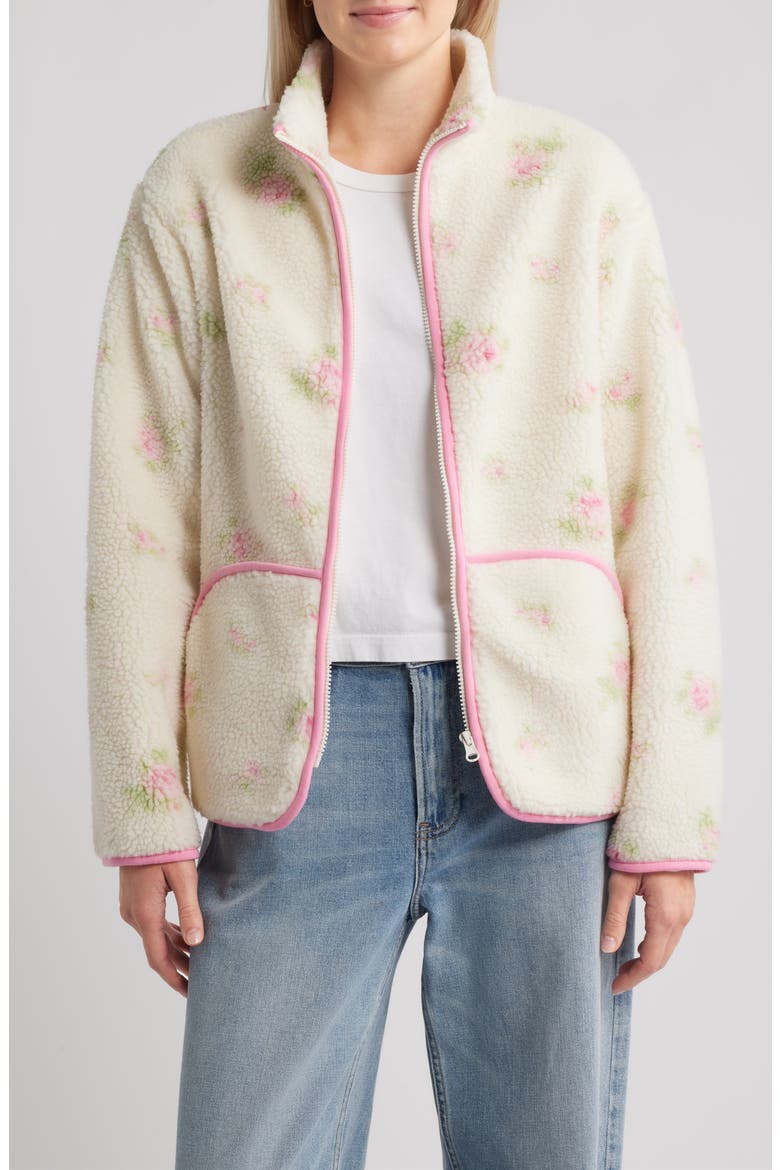 Sienna Flower Fleece Jacket, Main, color, CREAM