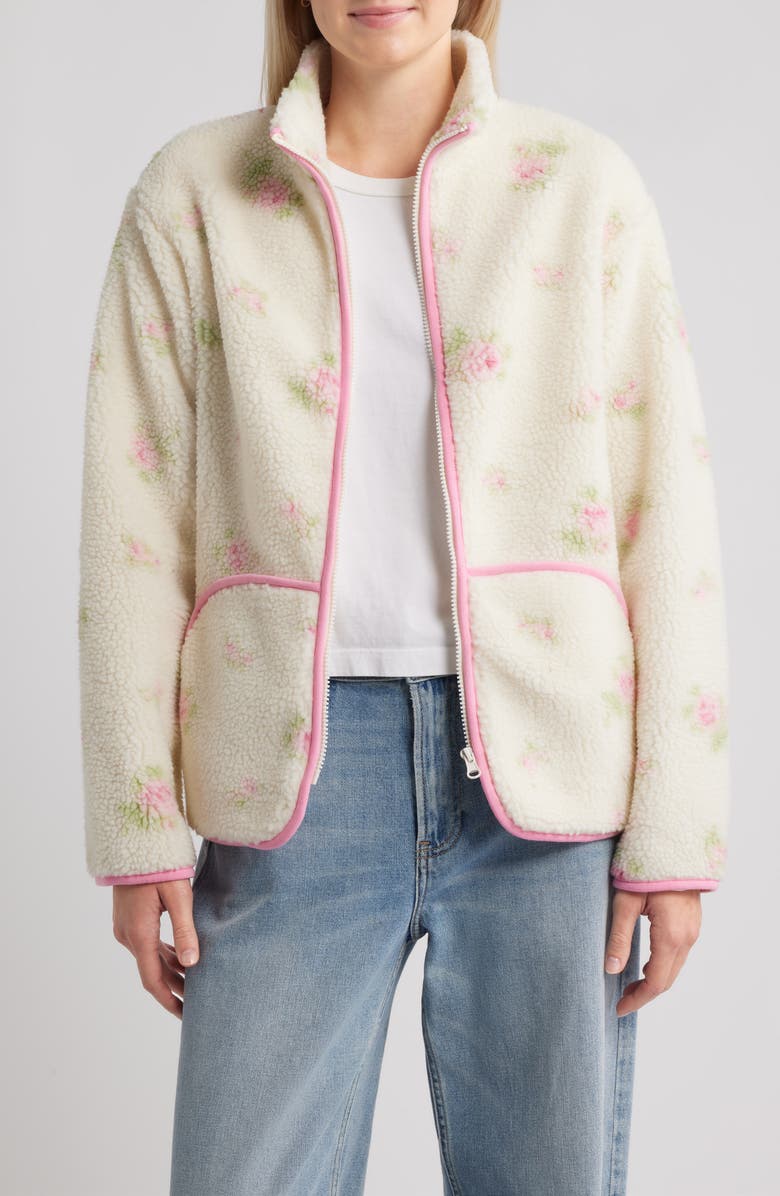 HAPPY CAMP3R Sienna Flower Fleece Jacket, Main, color, Cream