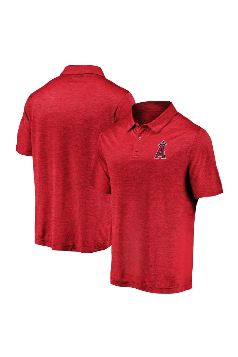 Men's Fanatics Branded Red Los Angeles Angels Iconic Striated Primary Logo Polo, Main, color, Red
