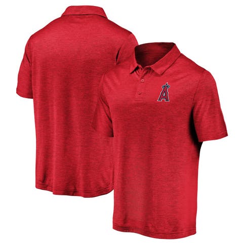 Men's Fanatics Branded Red Los Angeles Angels Iconic Striated Primary Logo Polo