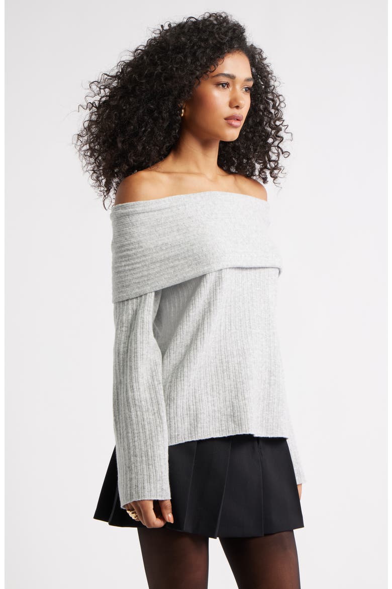 Off the Shoulder Sweater, Alternate, color, GREY HEATHER