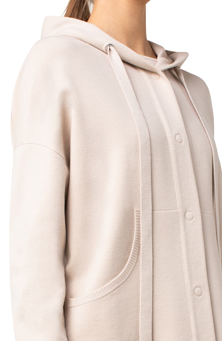 Akris punto Snap Front Wool Hoodie, Alternate, color, 