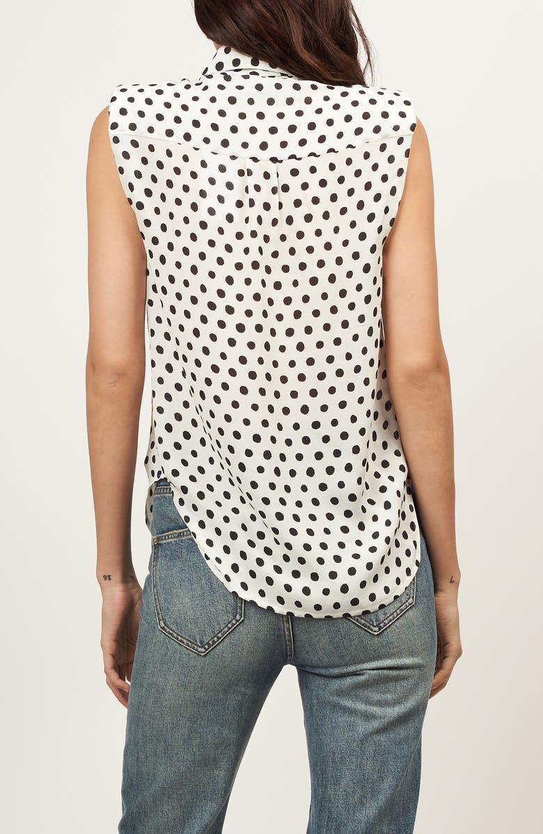 Equipment Leylani Polka Dot Tie Neck Sleeveless Silk Button-Up Shirt, Alternate, color, 