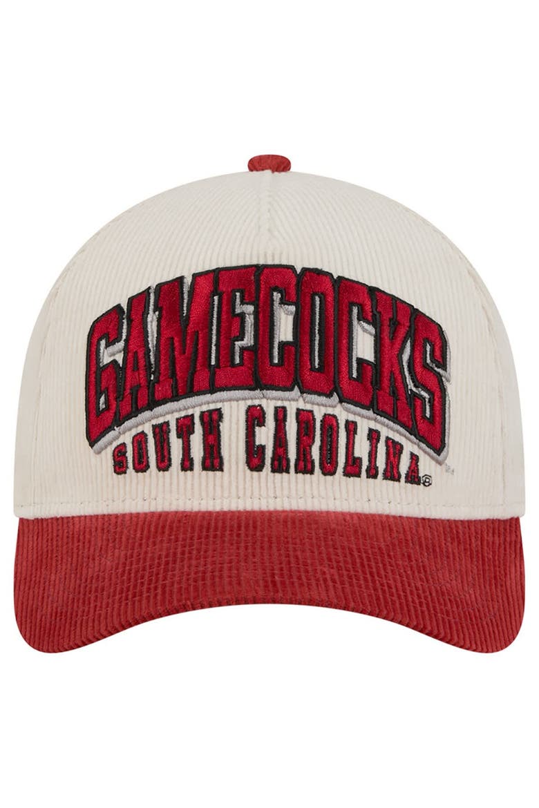 Men's New Era Garnet/Cream South Carolina Gamecocks Arch Two-Tone Corduroy 9FORTY A-Frame Adjustable Hat, Alternate, color, Garnet