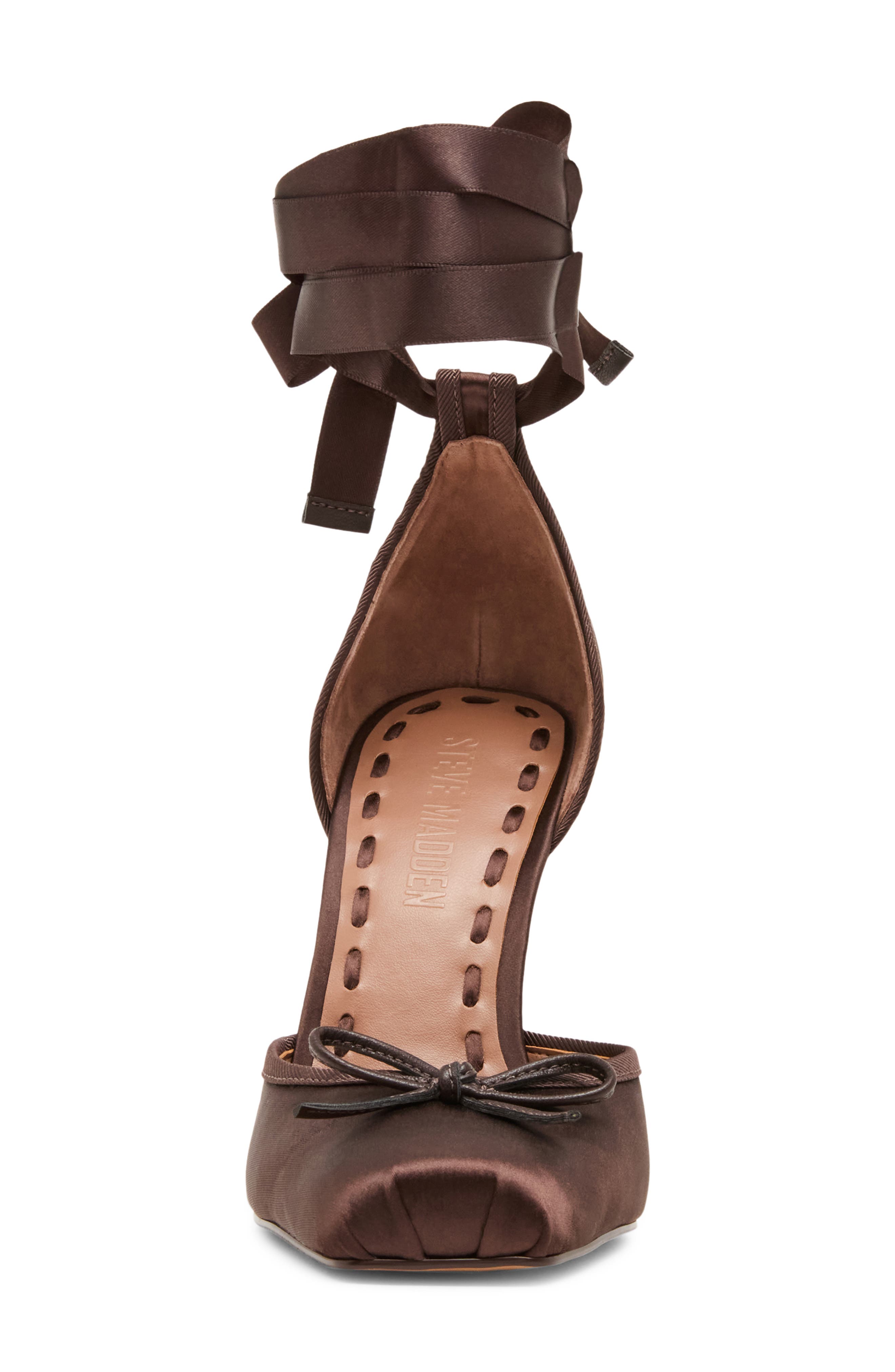 Steve Madden Larina Ankle Wrap Pump, Alternate, color, Dark Brown Satin