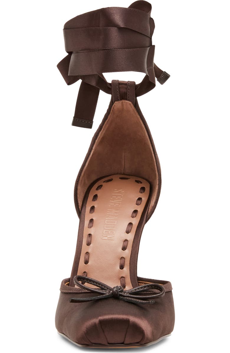 Steve Madden Larina Ankle Wrap Pump, Alternate, color, Dark Brown Satin