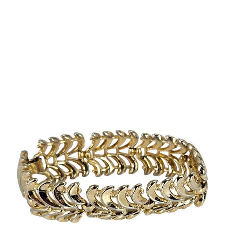 Vintage Gold-Tone Wave Cuff Bracelet