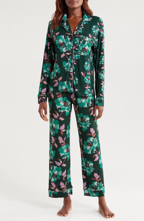 Alivia Sofia Print Pajamas in Stained Glass Floral Emerald 