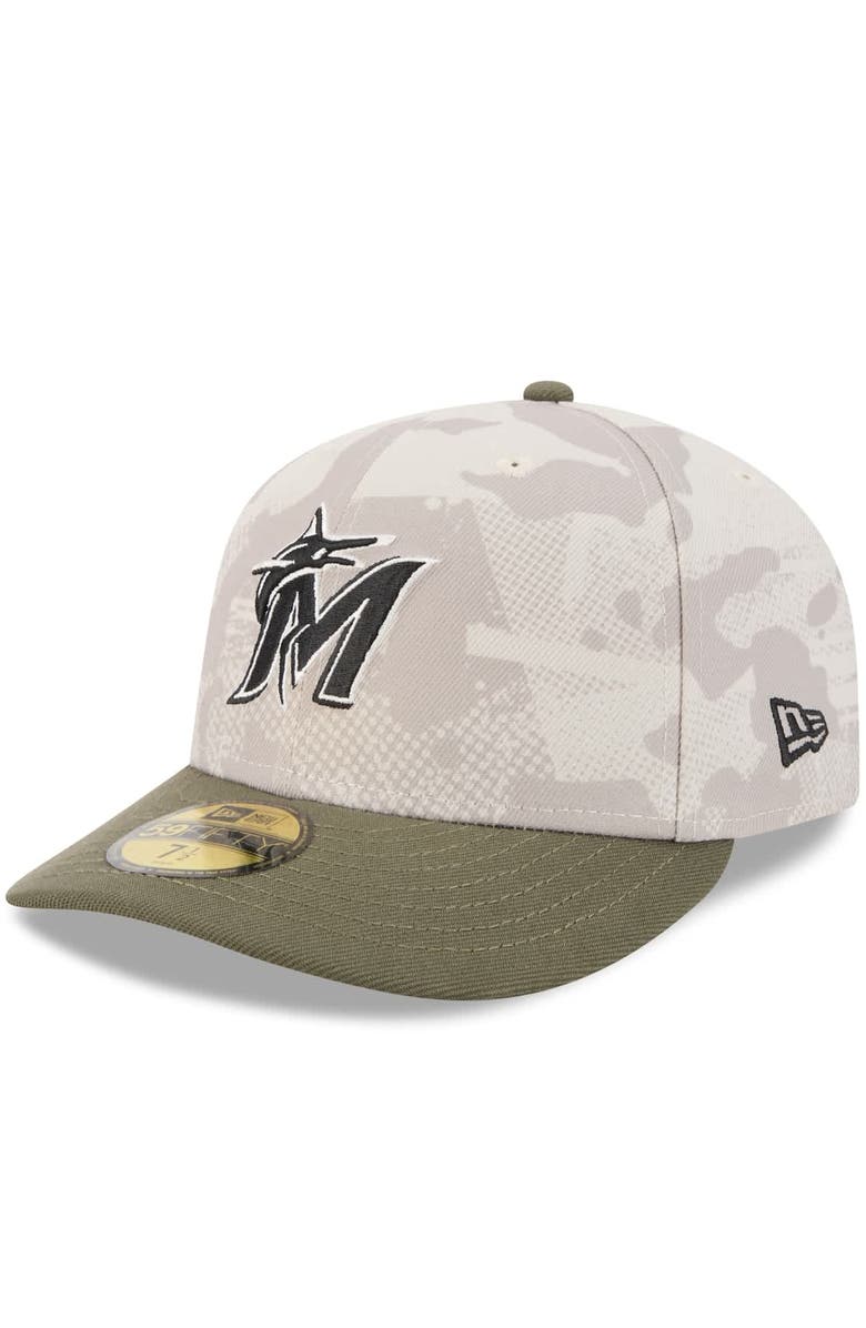 New Era Men's New Era Light Beige/Olive Miami Marlins 2025 Armed Forces Day 59FIFTY Fitted Hat, Alternate, color, Light Beige