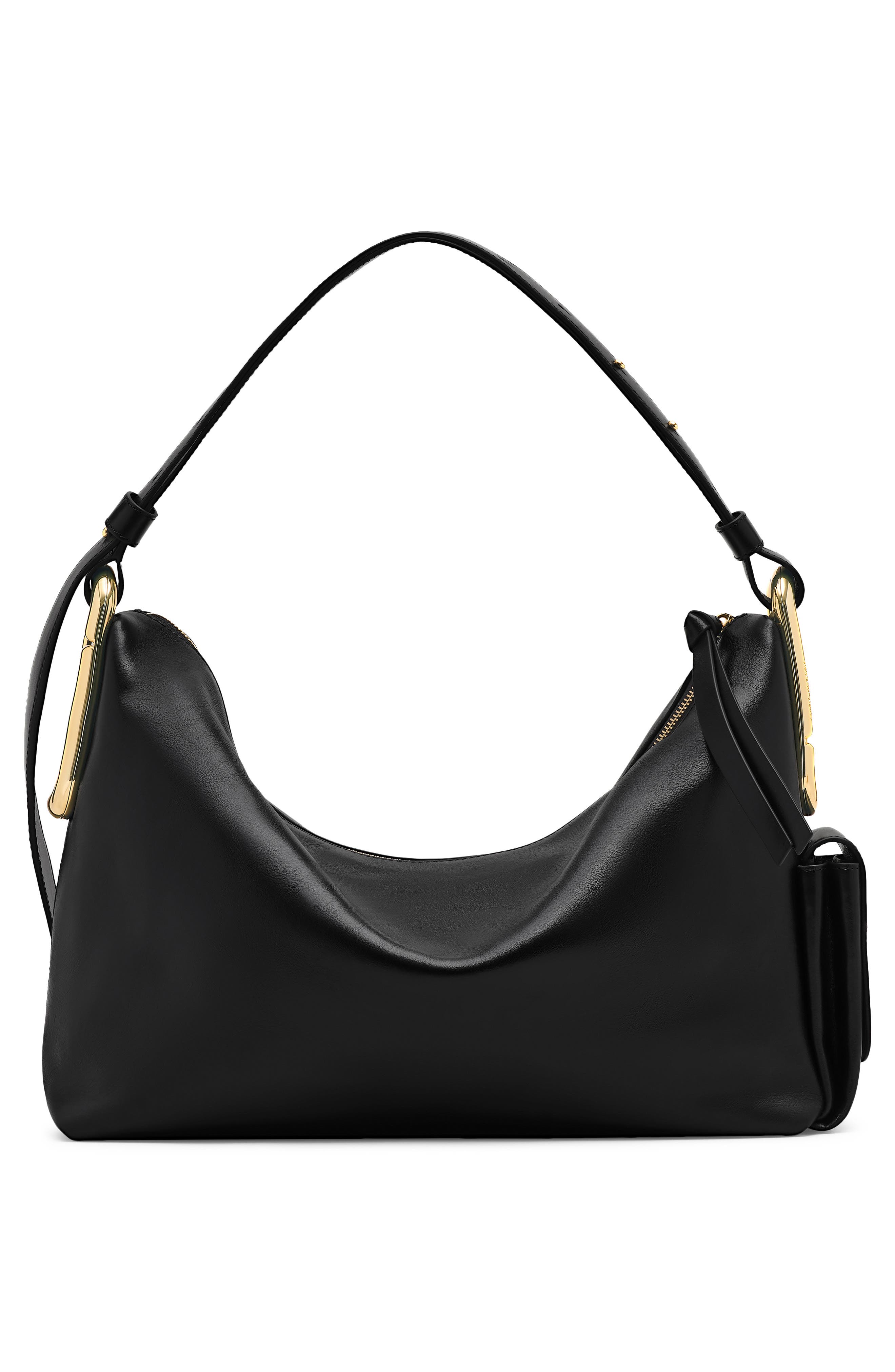 Marc Jacobs Large Scene Leather Shoulder Bag, Alternate, color, Black