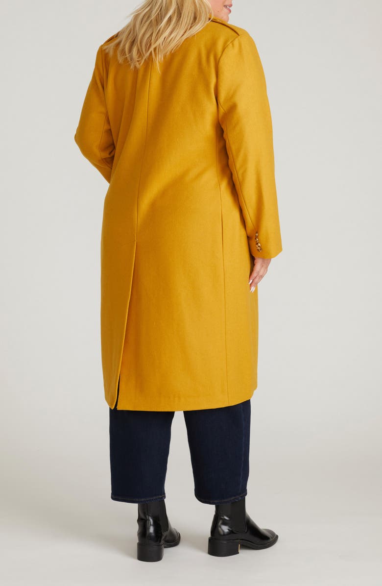 Universal Standard Callaghan Double Breasted Wool Blend Coat, Alternate, color, Mustard Yellow