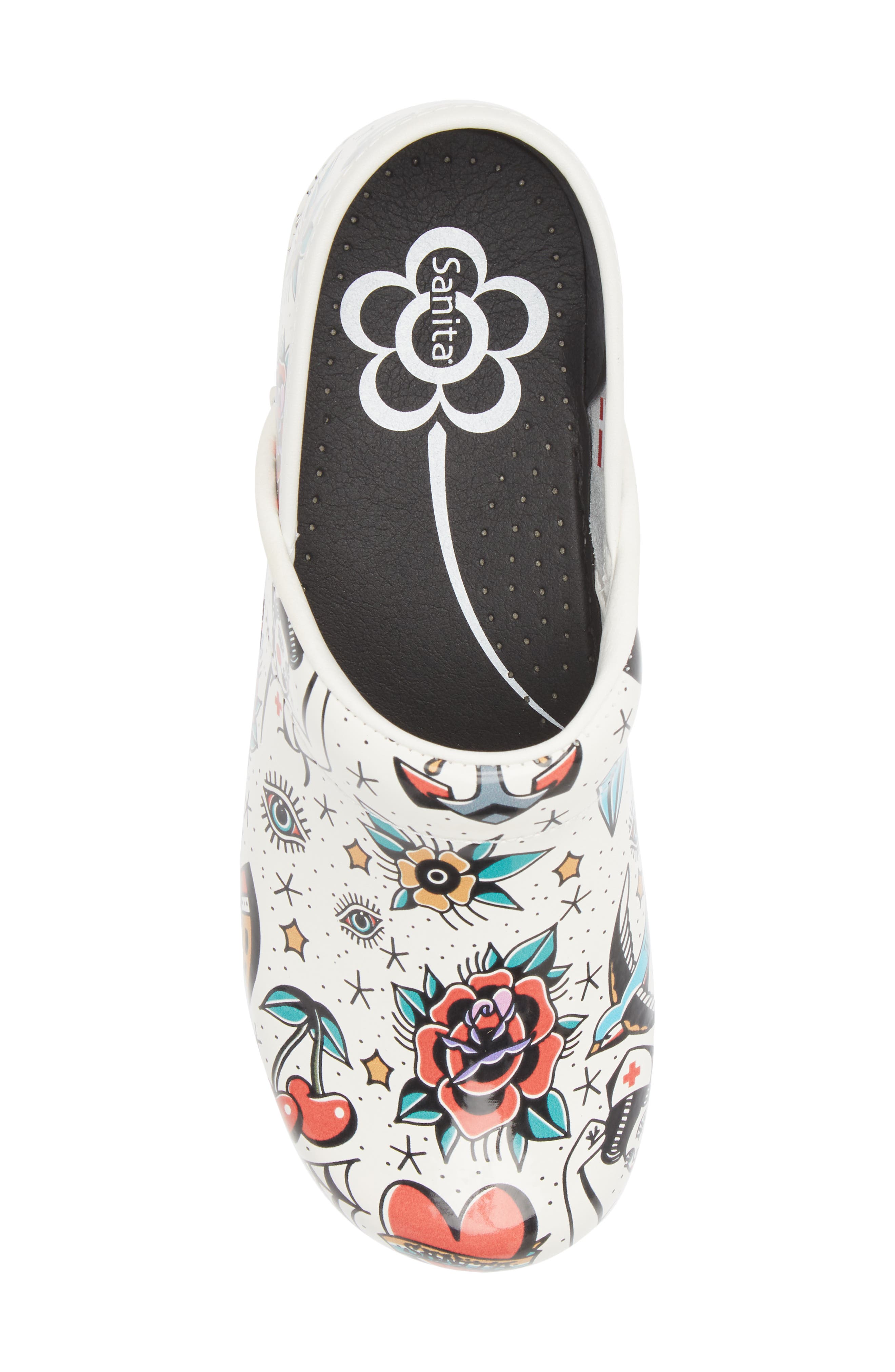 Sanita Rockabilly Print Clog, Alternate, color, 001 White