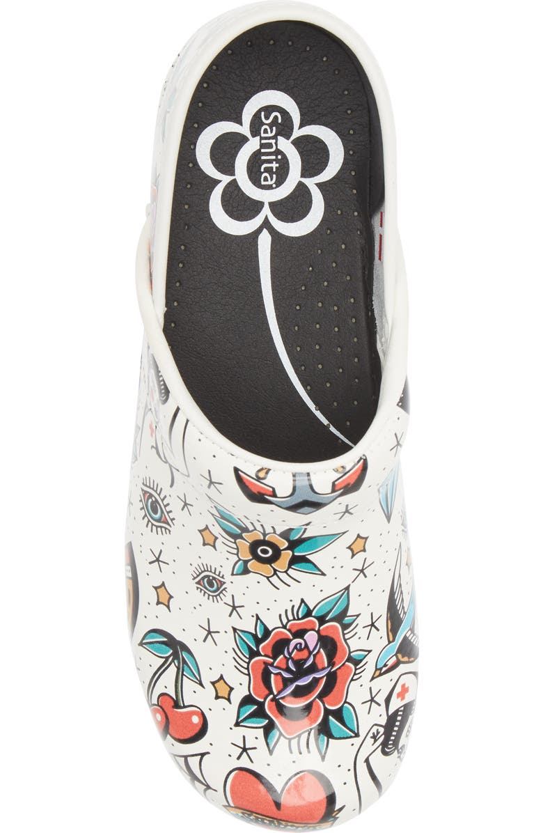 Sanita Rockabilly Print Clog, Alternate, color, 001 White