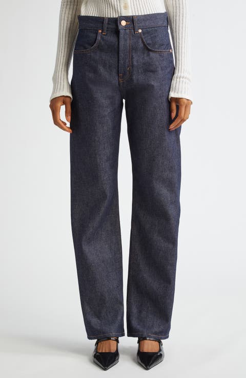 Curved Organic Cotton Straight Leg Jeans