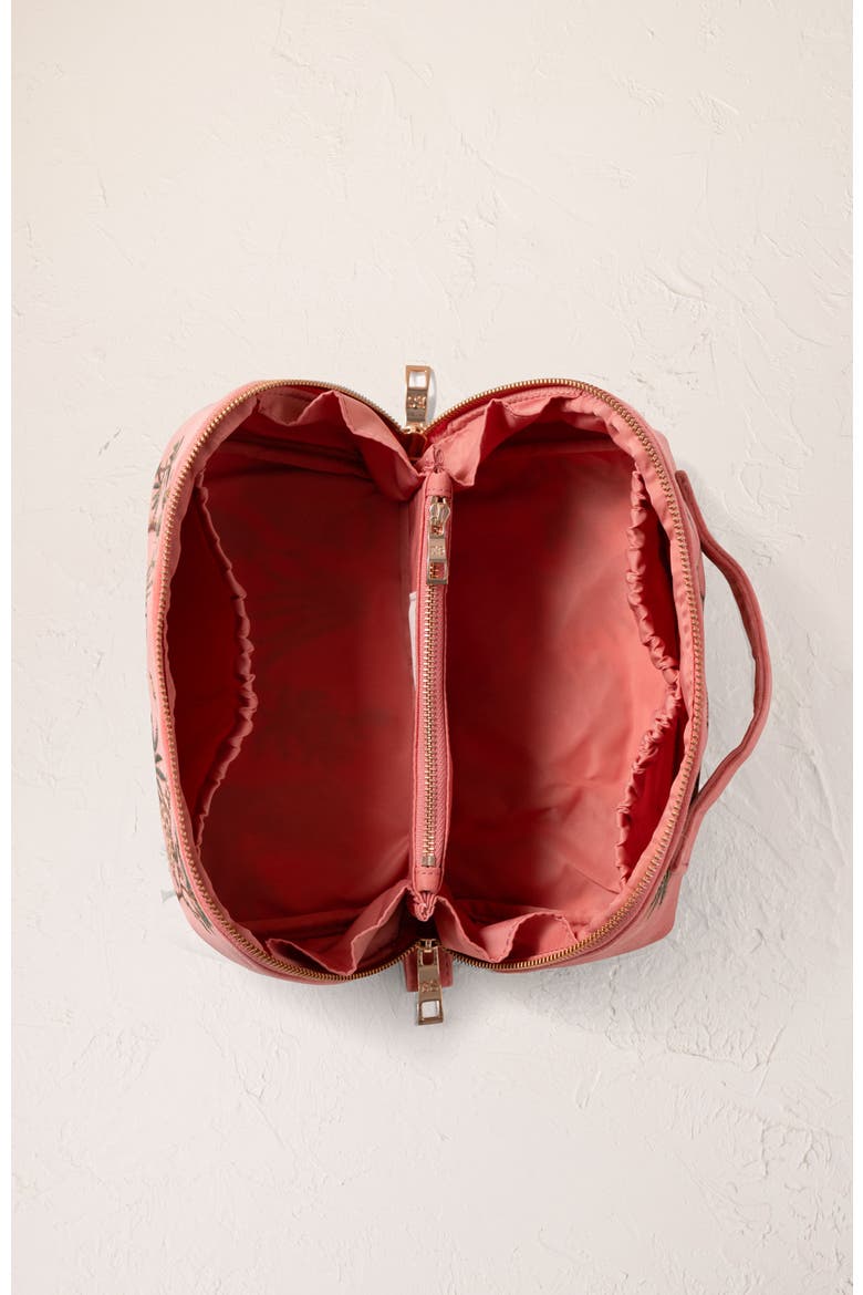 World Wildlife Velvet Open Flat Makeup Bag, Alternate, color, Coral