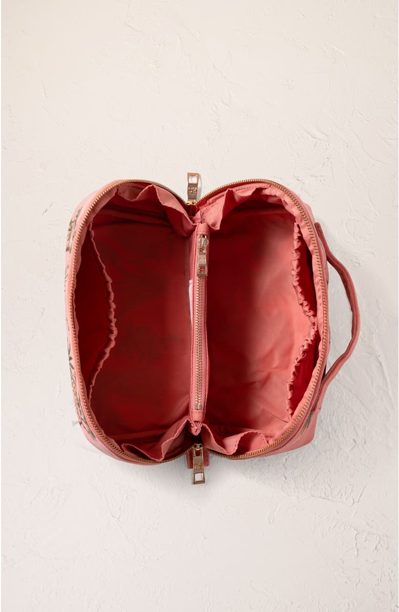 Elizabeth Scarlett World Wildlife Velvet Open Flat Makeup Bag, Alternate, color, Coral