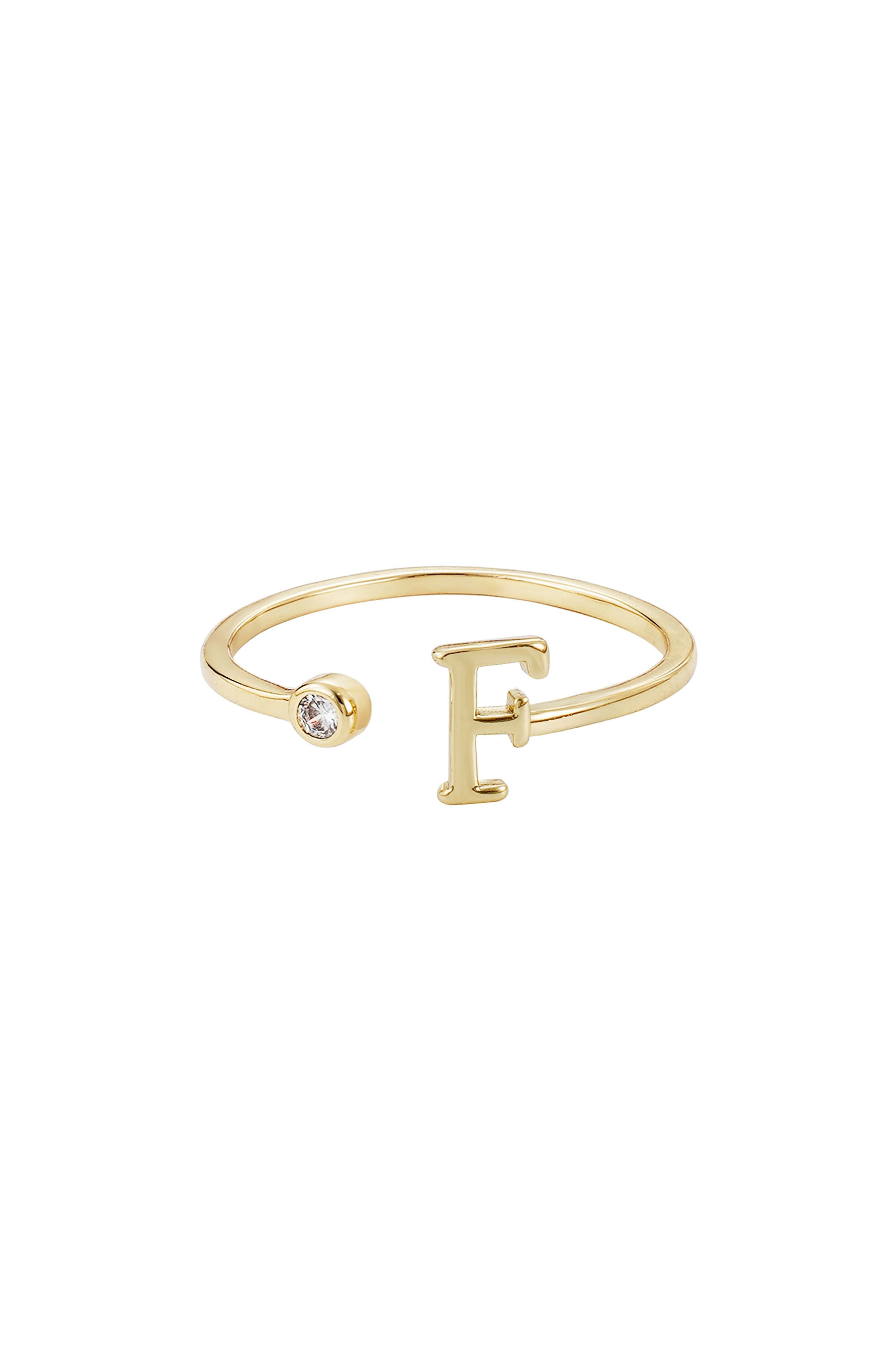 CZ & Initial Open Band Ring