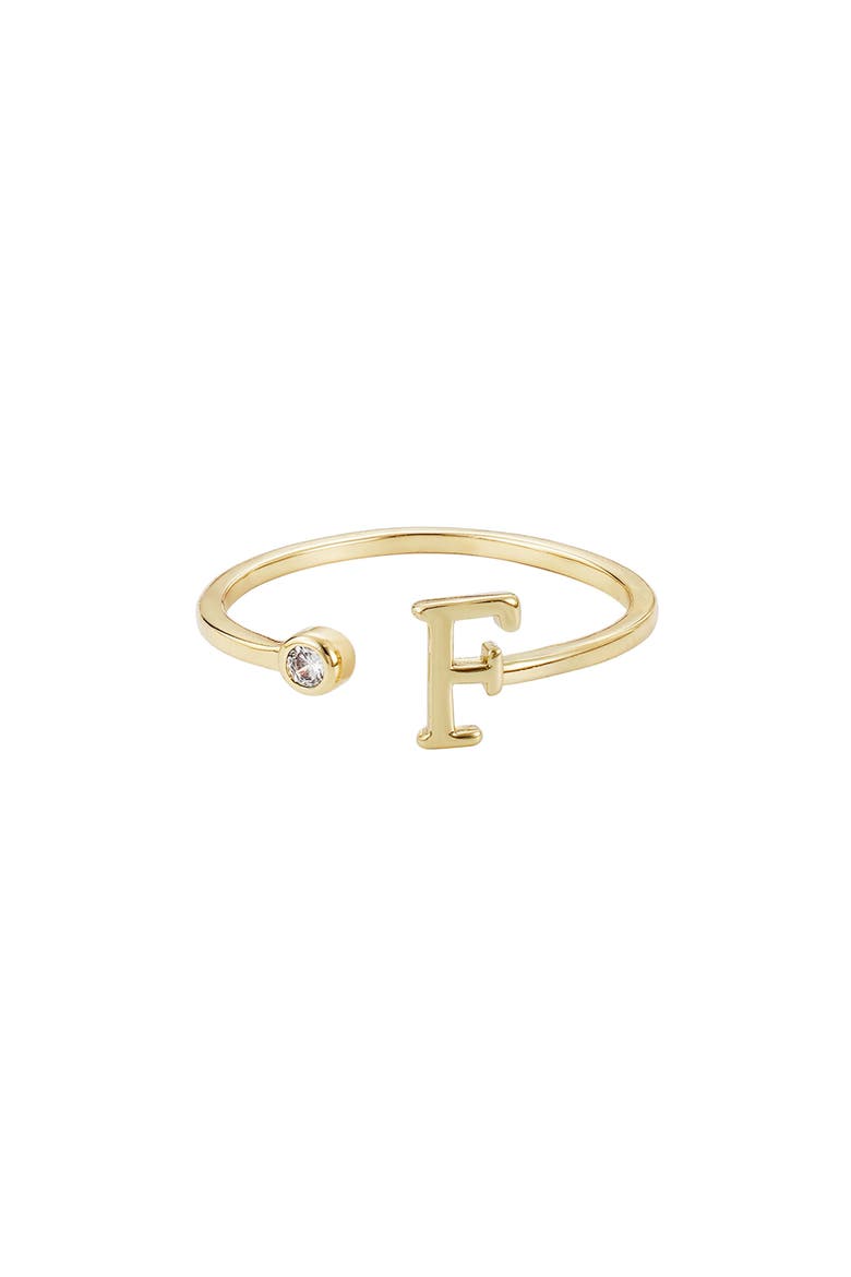 CZ & Initial Open Band Ring, Main, color, GOLD-F