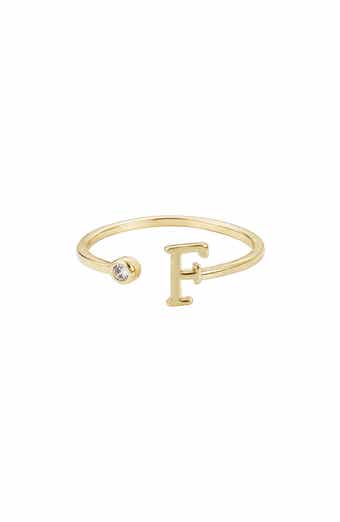 CZ & Initial Open Band Ring
