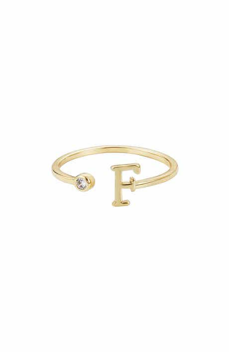CZ & Initial Open Band Ring