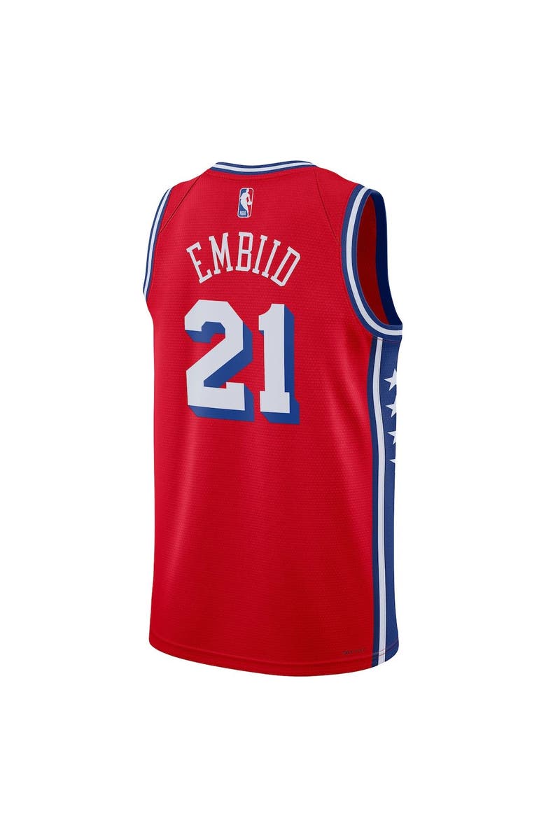 Jordan Brand Unisex Jordan Brand Joel Embiid Red Philadelphia 76ers Swingman Jersey - Statement Edition, Alternate, color, Red