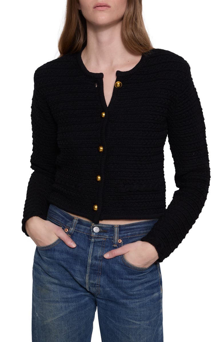 Rebecca Minkoff Isla Braided Crop Cotton Blend Cardigan, Main, color, 