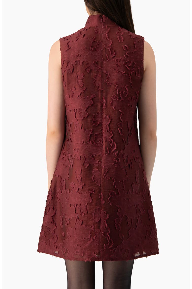 Sleeveless Lace-textured A-line Dress, Alternate, color, Wine