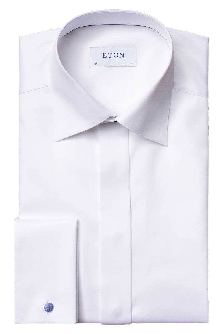 Slim Fit Twill Fly Front Tuxedo Shirt, Alternate, color, WHITE