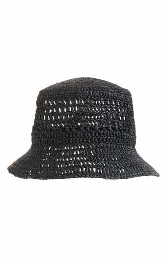 Bruno Magli Straw Crochet Bucket Hat